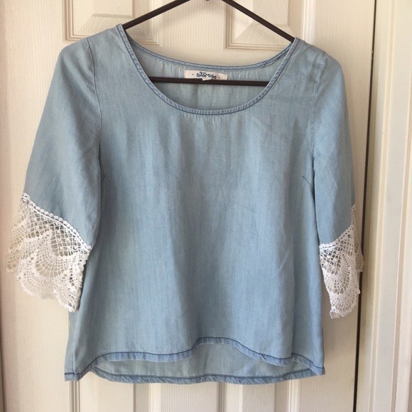 Denim and lace crop top - Picture 4 of 6